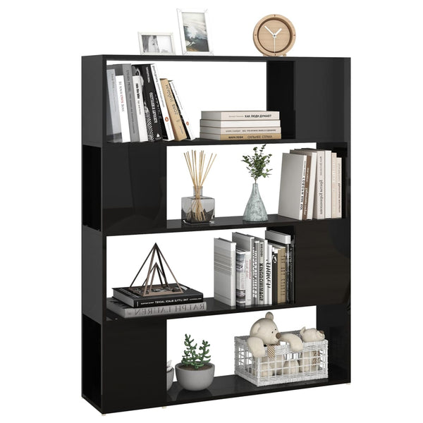 Hochglanz Bücherregal Raumteiler Schwarz 100x124cm