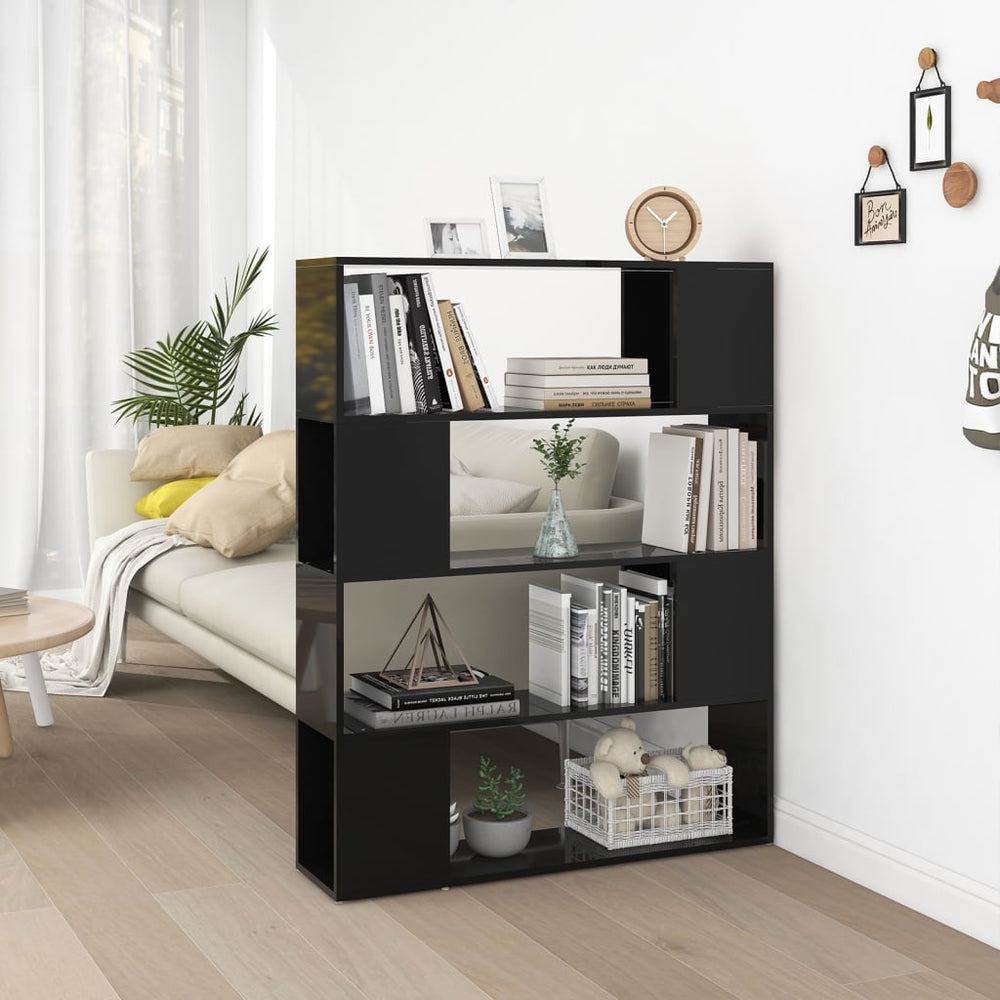 Hochglanz Bücherregal Raumteiler Schwarz 100x124cm