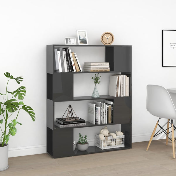 Hochglanz Bücherregal Raumteiler Grau 100x124cm