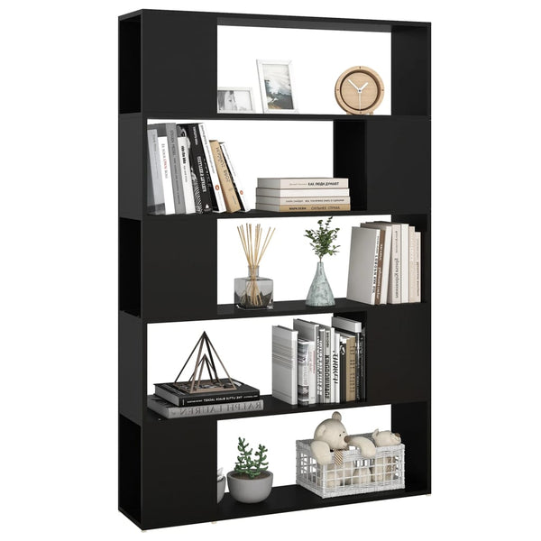 Schwarzes Bücherregal Raumteiler 100x24x155 cm
