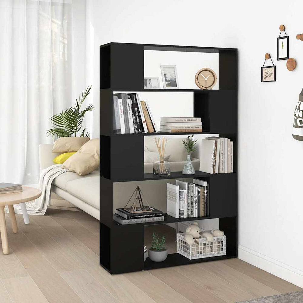 Schwarzes Bücherregal Raumteiler 100x24x155 cm