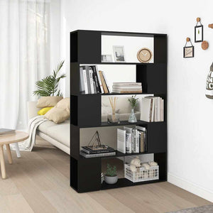 Schwarzes Bücherregal Raumteiler 100x24x155 cm