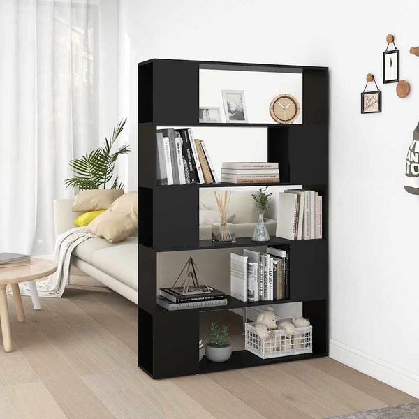 Schwarzes Bücherregal Raumteiler 100x24x155 cm