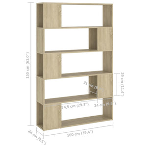 Sonoma Eiche Bücherregal Raumteiler 100x155 cm