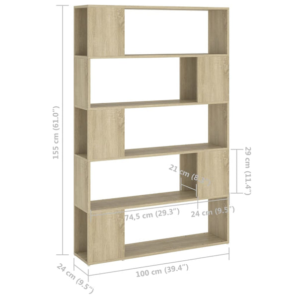 Sonoma Eiche Bücherregal Raumteiler 100x155 cm