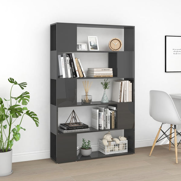 Hochglanz Bücherregal Raumteiler Grau