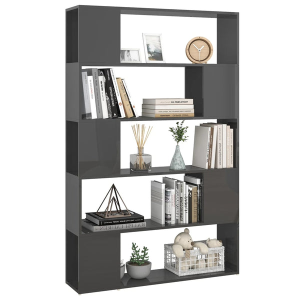 Hochglanz Bücherregal Raumteiler Grau