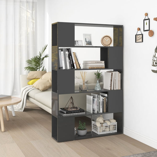 Hochglanz Bücherregal Raumteiler Grau