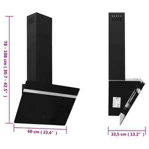 Dunstabzugshaube 60 cm Stahl/Glas Schwarz