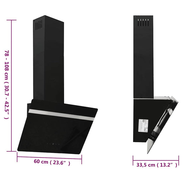 Dunstabzugshaube 60 cm Stahl/Glas Schwarz