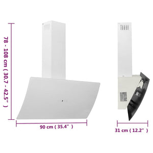 Dunstabzugshaube 90cm Stahl/Glas Weiß