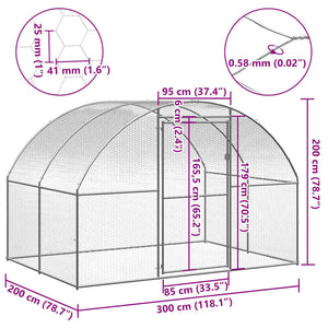 Outdoor-Hühnerstall 3x2x2 m Verzinkter Stahl