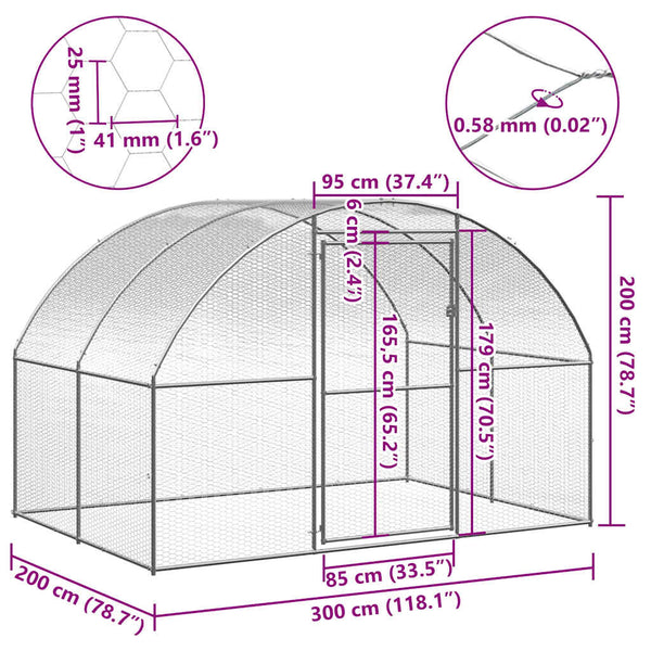 Outdoor-Hühnerstall 3x2x2 m Verzinkter Stahl