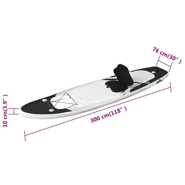 Aufblasbares SUP Board Set 300cm Schwarz