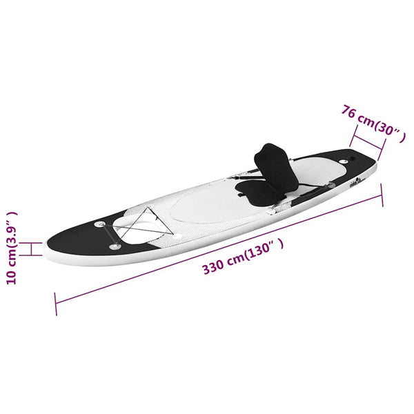 Schwarzes aufblasbares SUP Board Set 330 cm
