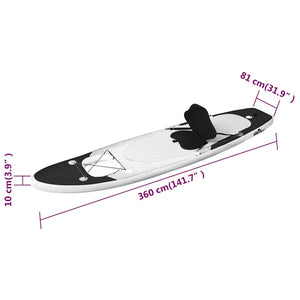 Aufblasbares SUP Board Set 360cm Schwarz