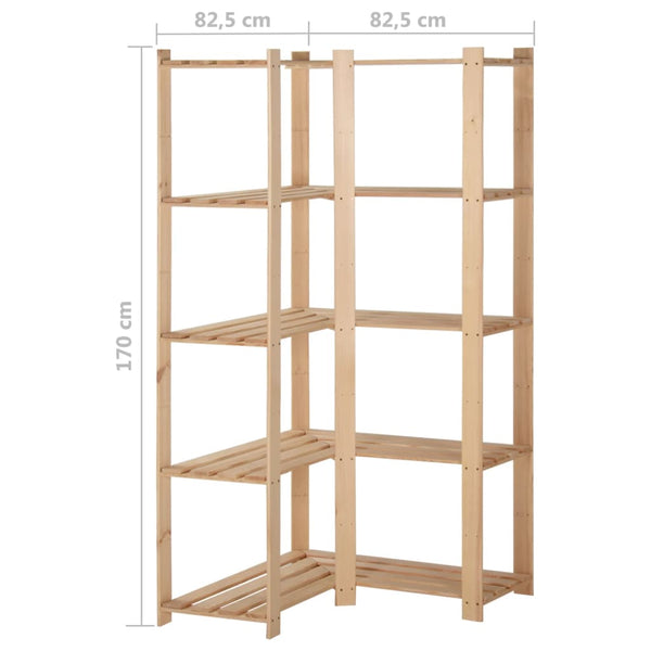 Eckregal Kiefer Massivholz 5 Böden