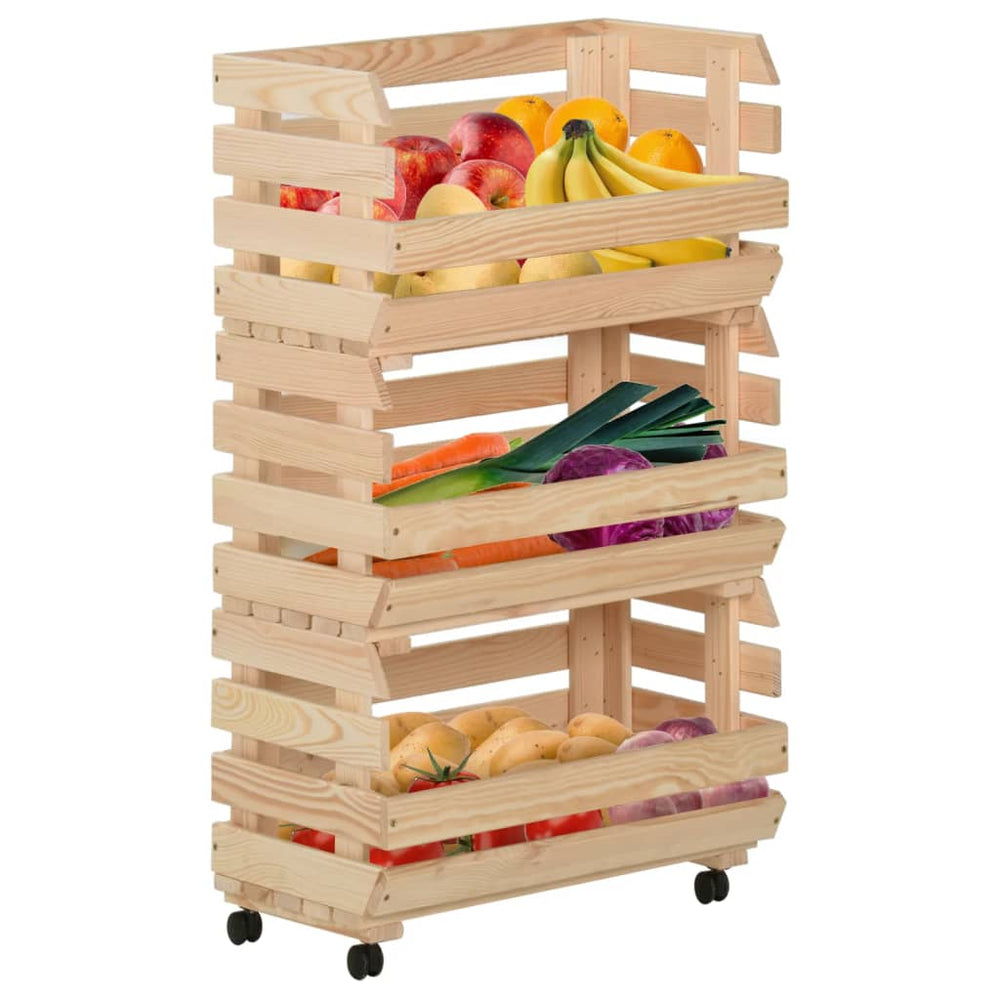 vidaXL Kitchen Trolley 37x30x80 cm Solid Pine Wood