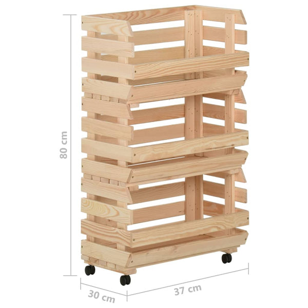 Küchenwagen Kiefer Massivholz 80 cm