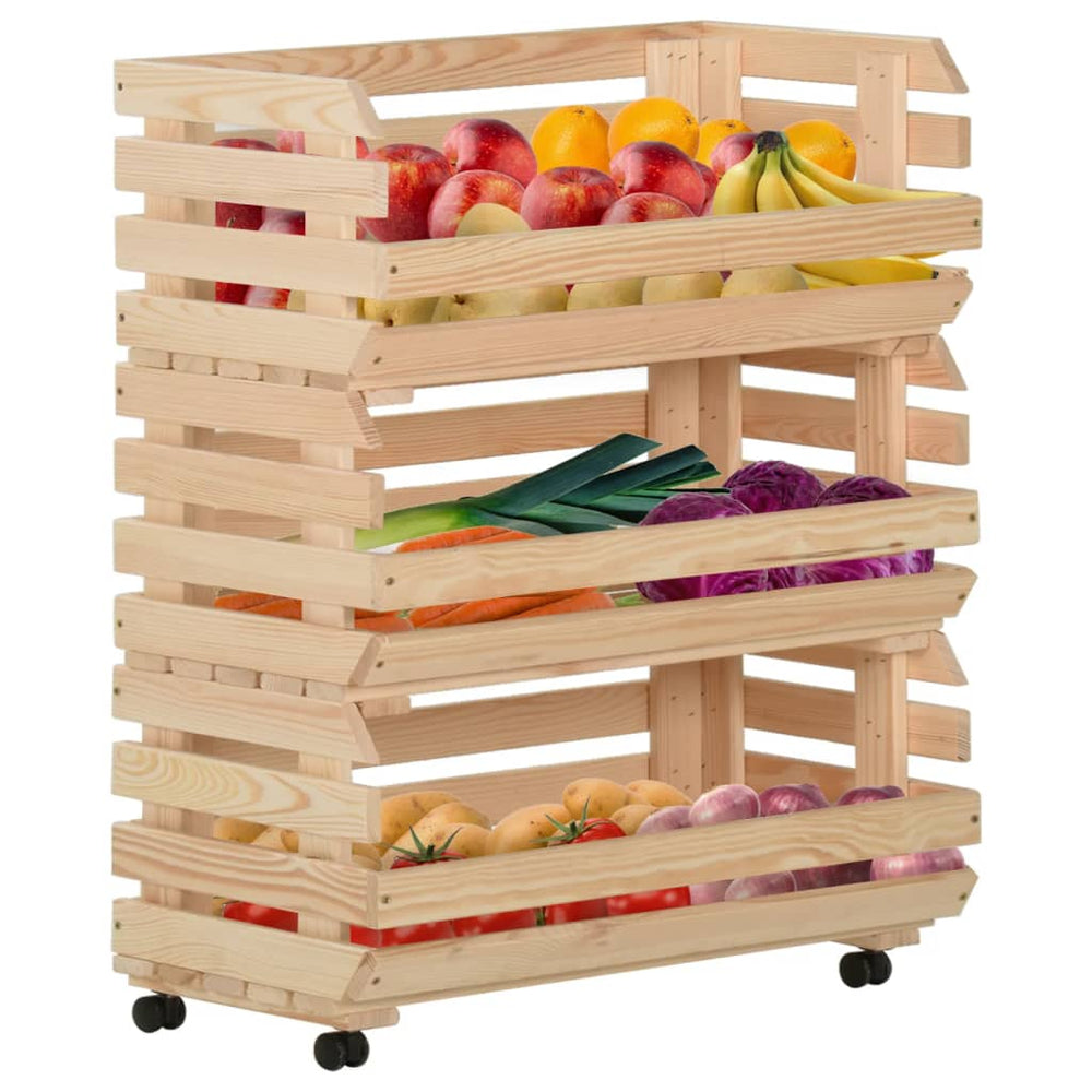 vidaXL Vegetable Trolley 77x30x80 cm Solid Pine Wood