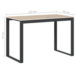 vidaXL Bureau Noir et Chêne 110x60x73cm Bois d'ingénierie