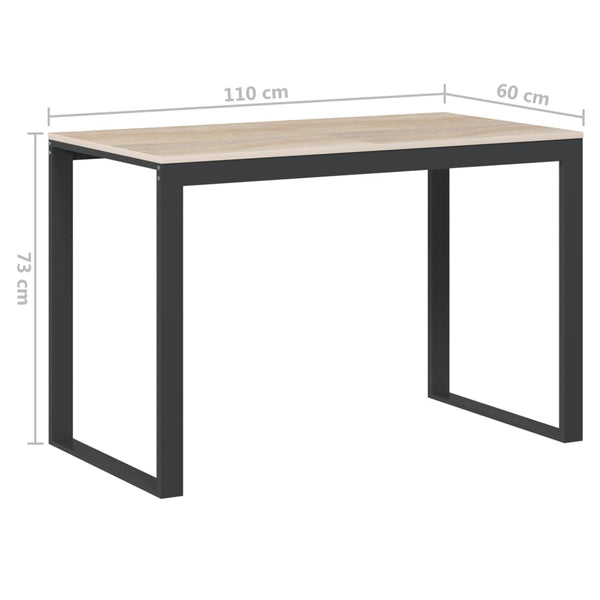 vidaXL Bureau Noir et Chêne 110x60x73cm Bois d'ingénierie