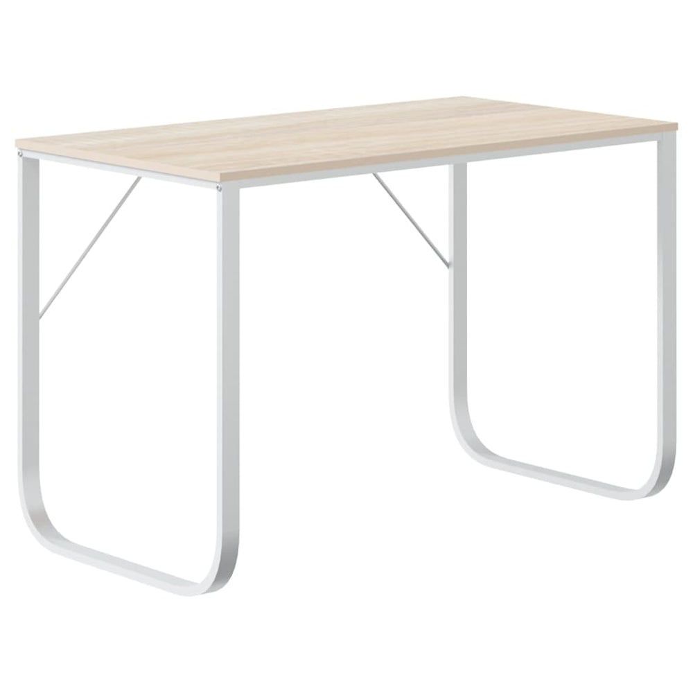 Computertisch Weiß und Eiche-Optik 110x60x73 cm Holzwerkstoff