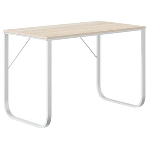 Computertisch Weiß und Eiche-Optik 110x60x73 cm Holzwerkstoff