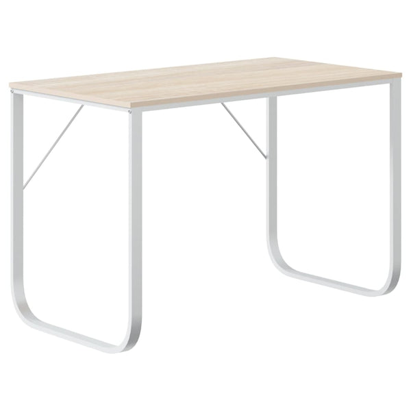 Computertisch Weiß und Eiche-Optik 110x60x73 cm Holzwerkstoff