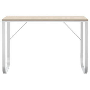 Computertisch Weiß und Eiche-Optik 110x60x73 cm Holzwerkstoff