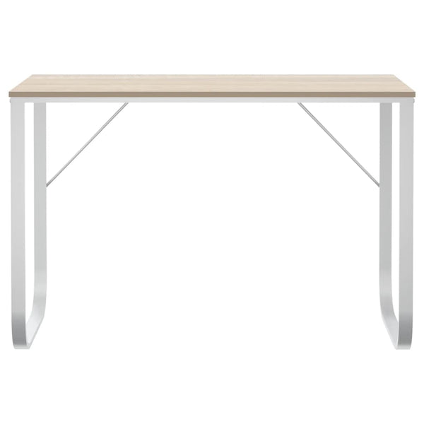 Computertisch Weiß und Eiche-Optik 110x60x73 cm Holzwerkstoff