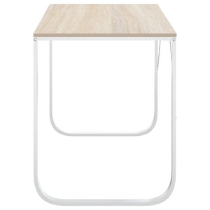 Computertisch Weiß und Eiche-Optik 110x60x73 cm Holzwerkstoff