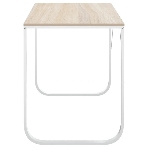 Computertisch Weiß und Eiche-Optik 110x60x73 cm Holzwerkstoff