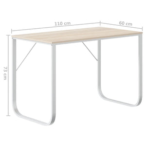 Computertisch Weiß und Eiche-Optik 110x60x73 cm Holzwerkstoff