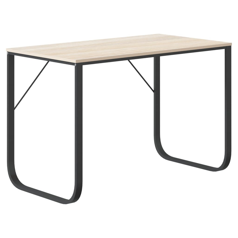 Computertisch Schwarz und Eiche-Optik 110x60x73cm Holzwerkstoff