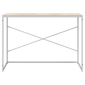 Computertisch Weiß und Eiche-Optik 110x60x70 cm Holzwerkstoff