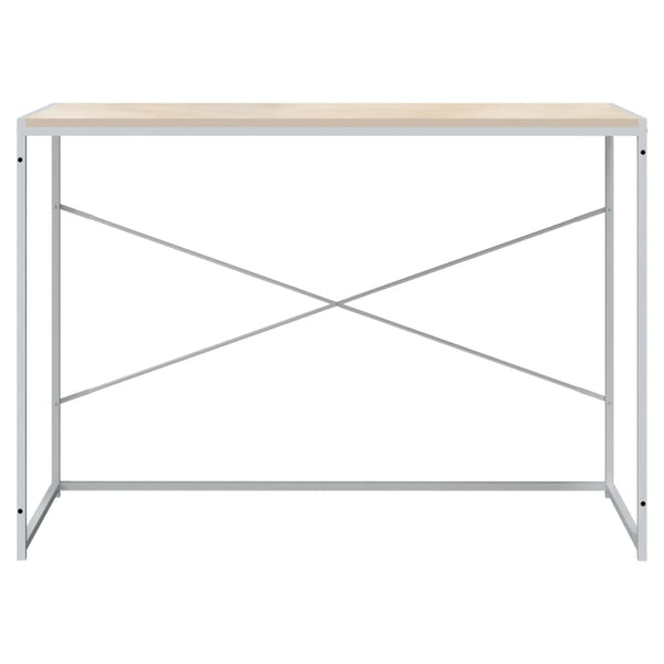 Computertisch Weiß und Eiche-Optik 110x60x70 cm Holzwerkstoff