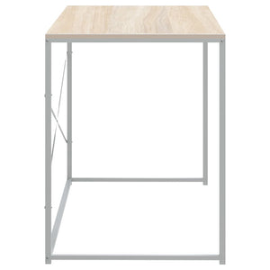 Computertisch Weiß und Eiche-Optik 110x60x70 cm Holzwerkstoff