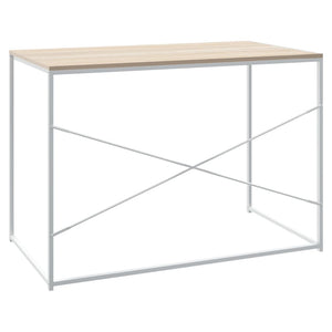 Computertisch Weiß und Eiche-Optik 110x60x70 cm Holzwerkstoff