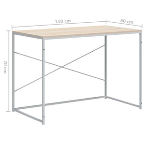 Computertisch Weiß und Eiche-Optik 110x60x70 cm Holzwerkstoff