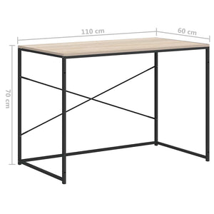 Computertisch Schwarz und Eiche-Optik 110x60x70cm Holzwerkstoff