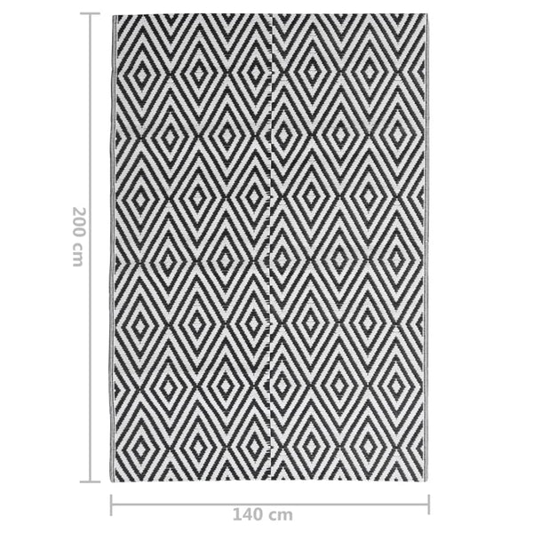 vidaXL Tapis d'extérieur ARAKIL Noir 140x200 cm PP