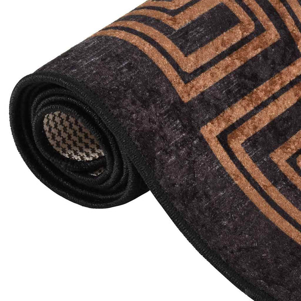 Waschbarer Teppich 80x300 cm Schwarz/Gold