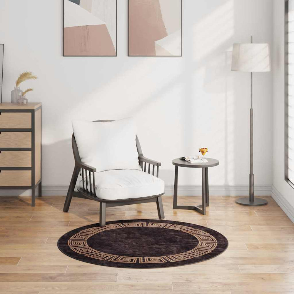 Waschbarer Teppich Schwarz Gold φ120cm