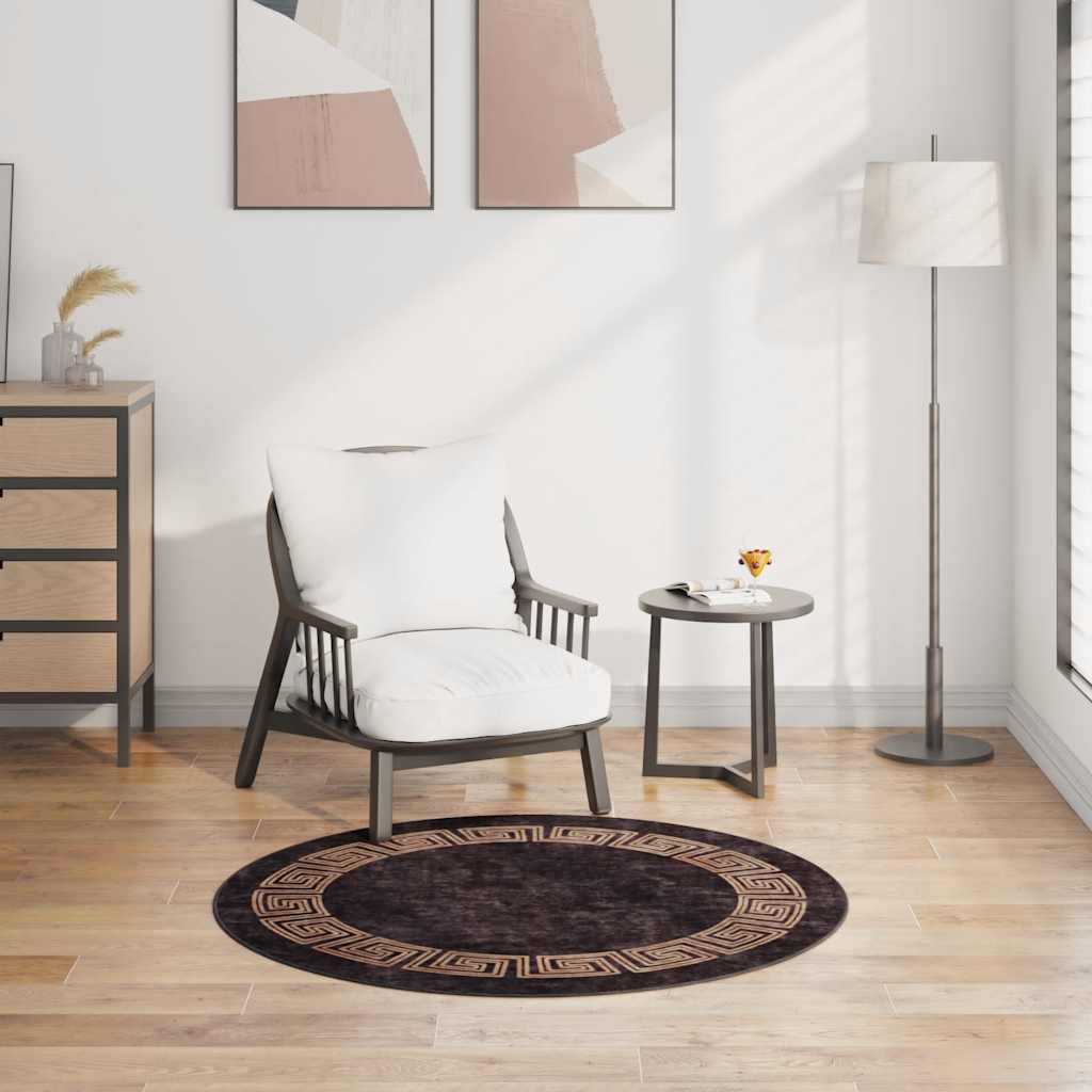 Waschbarer Teppich Schwarz Gold φ120cm