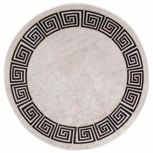 vidaXL Tapis lavable ø120 cm Beige clair Antidérapant