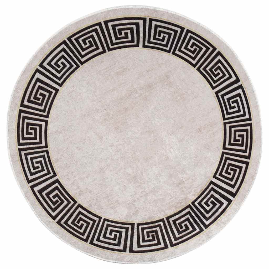 vidaXL Tapis lavable ø120 cm Beige clair Antidérapant