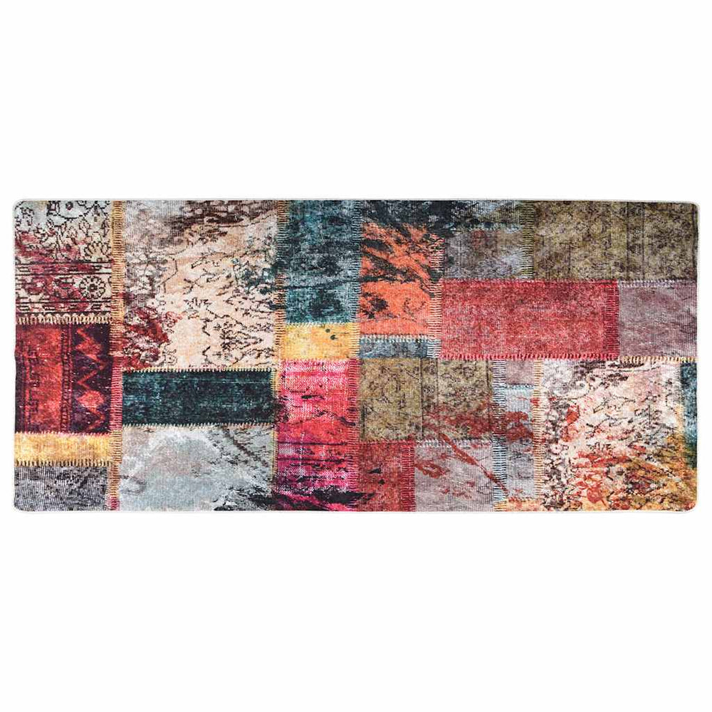 Waschbarer Patchwork Teppich Mehrfarbig 80x300 cm
