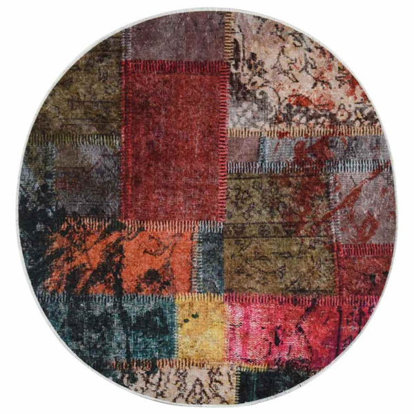 Waschbarer Patchwork Teppich Mehrfarbig Ø120cm