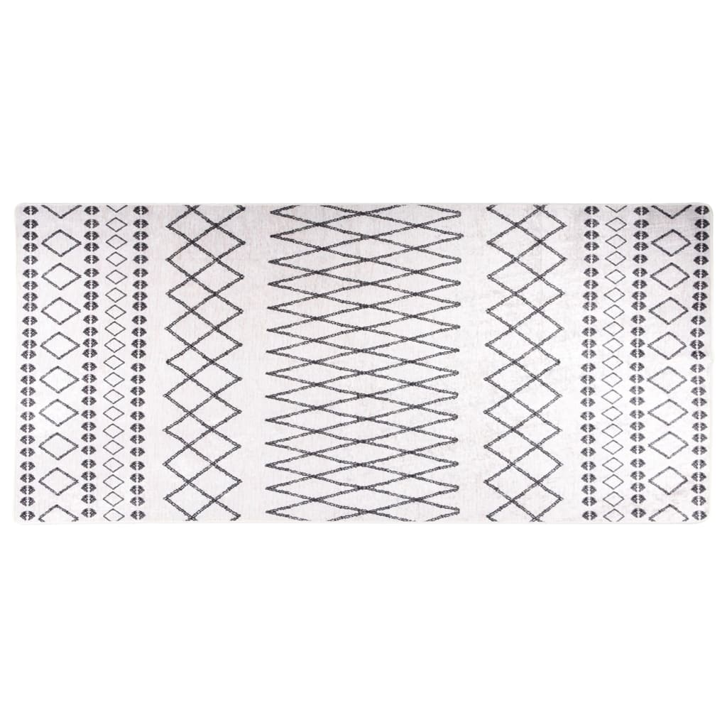 Waschbarer Teppich 80x300 cm Schwarz/Weiß